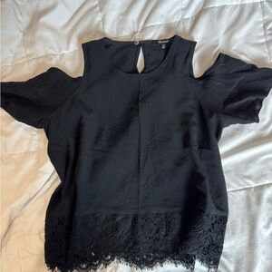 Madewell Black Embellished Cut Out Blouse